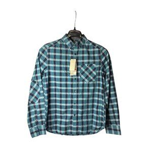 Reaction Kenneth Cole Mens Button Down Shirt Size XS Plaid Blue Navy Cotton New